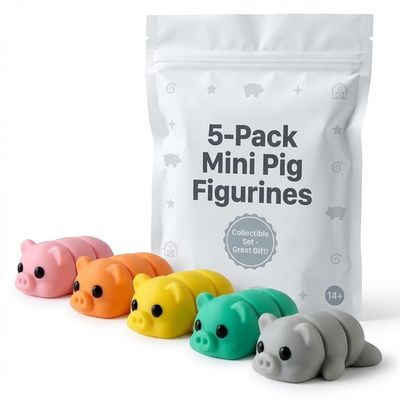 5-Pack of Mini Pig Keychains - striking Collectible | Farm Animal Dcor | Mystery Color - 3D Printed in Canada