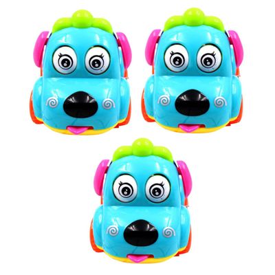 HAKIDZEL 3 Pcs Creative Cartoon Dog Pattern Wind-up Car for Safe Abs Clockwork with Smooth Edges Easy Handling for Boys Develop Attention and Play Fun Random Color