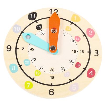 Wooden Clock for Educational Learning Teaching Clock Boy Girl Cognitive Learning Safe Kindergarten Plaything