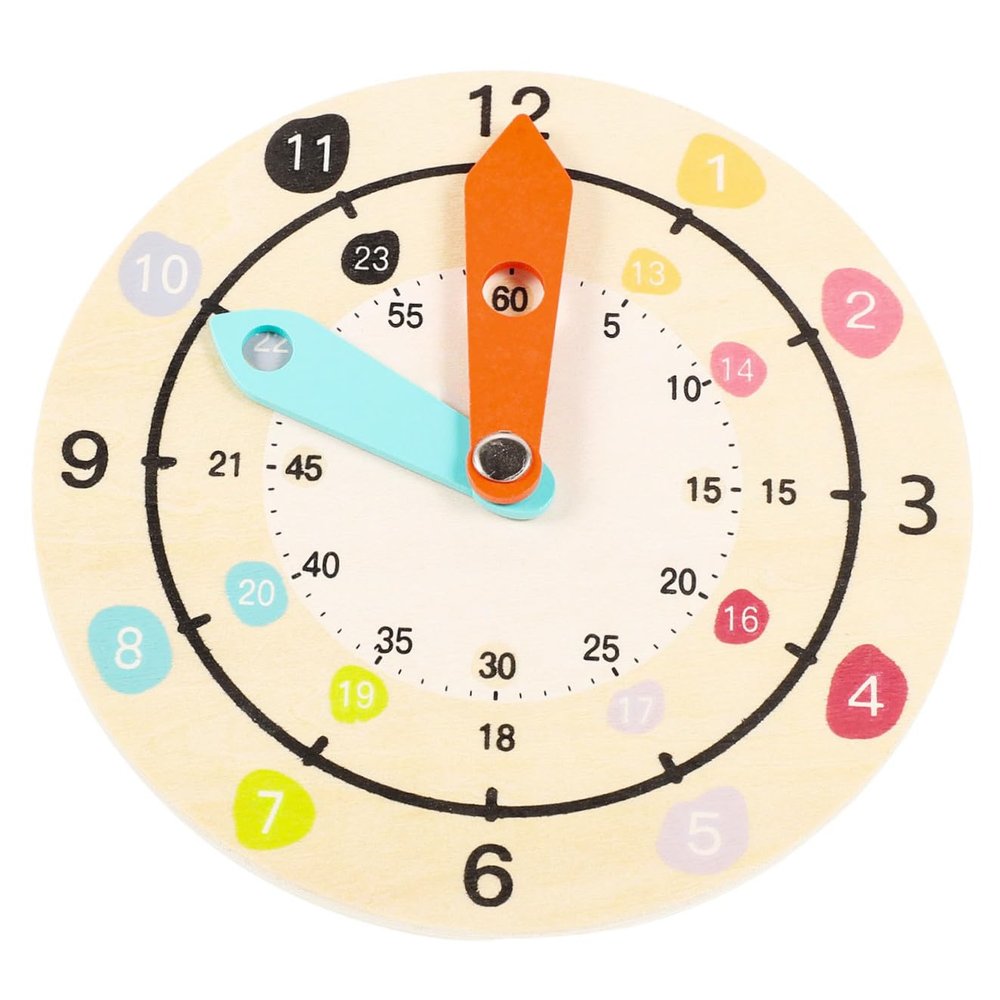 Wooden Clock for Educational Learning Teaching Clock Boy Girl Cognitive Learning Safe Kindergarten Plaything