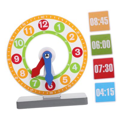 ORFOFE Small Wooden Clock for Educational Math Teaching Clock for Learning Bright Color Cognitive for Classroom and Home Early Education