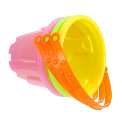 BCOATH 3pcs Mini Plastic Beach Buckets for Lightweight Sand with Bright Colors for Outdoor Play Summer Beach Fun and Recreational Activities Random Color