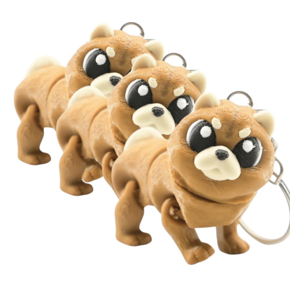 3-Pack of Grumpy Chow Chow Dog Keychains - Articulated Fluffy Dog | Poseable Figurine | Unique Gifts - 3D Printed in Canada