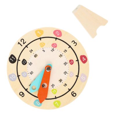KOMBIUDA Multicolor Wooden Clock for Educational Learning Clock Training Tool for Color Recognition Cognitive Development Preschool Classroom
