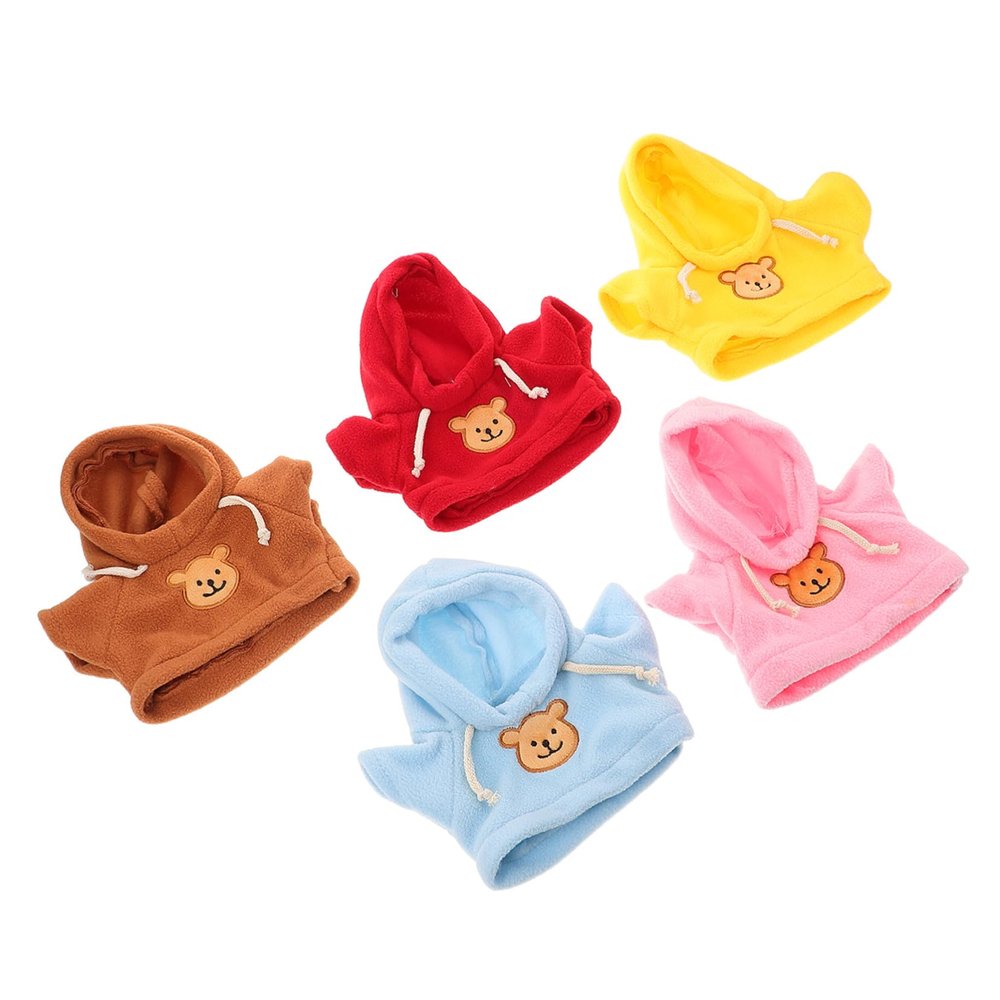 FELTECHELECTR 5pcs Bear Doll Clothing for Plush Dolls Includes Hoodie Shirts DIY Stuffed Animal Apparel for Custom Outfits and Multi-Occasion Wear