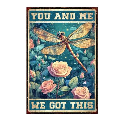 1000 Pieces Wooden Jigsaw Puzzle Dragonfly and Roses You and Me We Got This Intellectual Decompressing Stress Relief Therapy Educational Game Collectibles DIY Toys for Family Friends 29.5x19.7 Inch