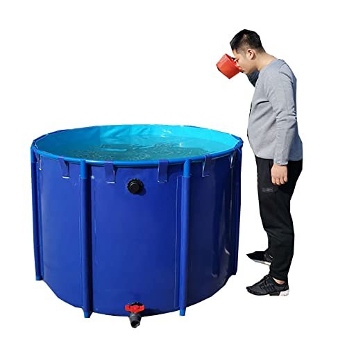 Aquarium Pool PondAbove Ground Round Canvas Fish Pond Pool with Metal Bracket - Easy Installation Children's Fish Tank for Water Irrigation, Outdoor Fun & Relaxation