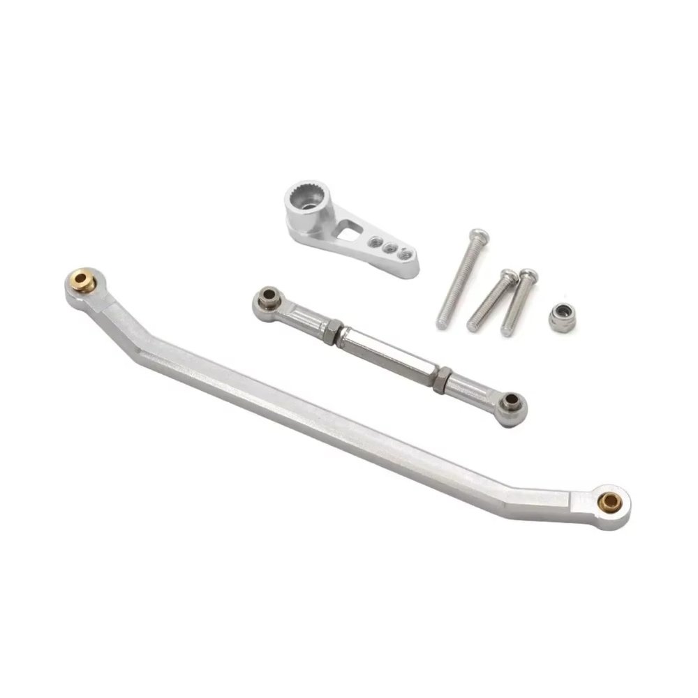 For MN128 1/12 Aluminum Steering Link Rod Kit RC Car Truck Off-road Vehicle Tracked Vehicle Parts And Accessories Upgrade Replacement Use RC Upgrade Parts(Silver)