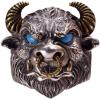 YIIABSLEP Handmade Bull Head Ring, Personalized and Powerful Retro Zodiac Bull Tai Silver Ring, Open Mouth Ring view 1