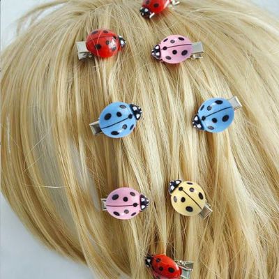 10pcs Funny Women Girls Ladybug Hair Clips Halloween, Red,Decorative Mini Lady Bug Barrettes Hairpin Claw for Girl woman party or daily (multicolored)