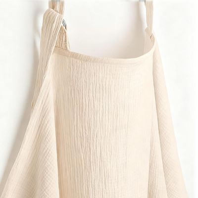 100% Muslin Nursing Cover - Soft Breathable Breastfeeding Cover Up with Arch Neckline & Adjustable Neck Strap, Portable Lightweight Design for Privacy, Ivory