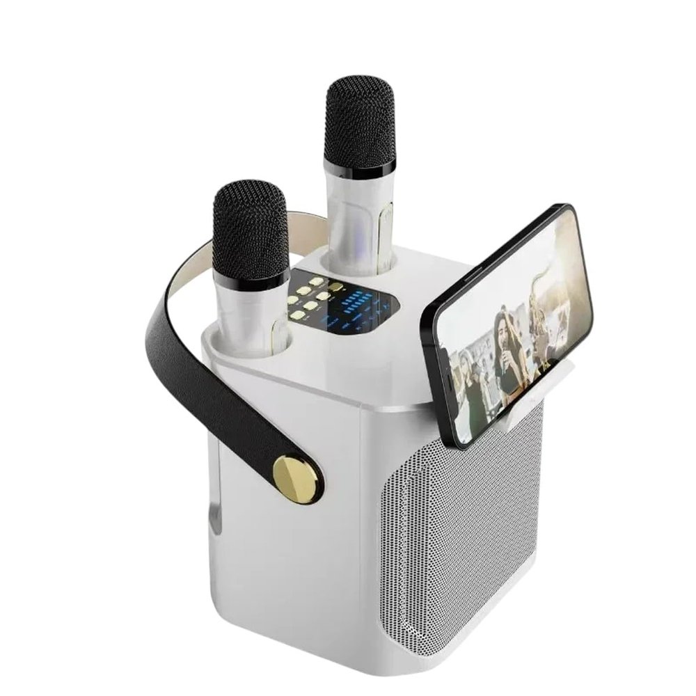IHNIERAEM Karaoke BIIuetuoth Speaker Portable Home Kute Mini Wirreless Subwoofer Audlo 2 Microphone Boombox K Song Family Singing Maichine