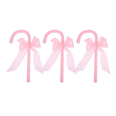 Cosplay Cane Prop, 3 Pack Pink Bow Cane Prop, Portable Canes Props Stick, Stage Props for Stage Performances Carnivals Balls Party