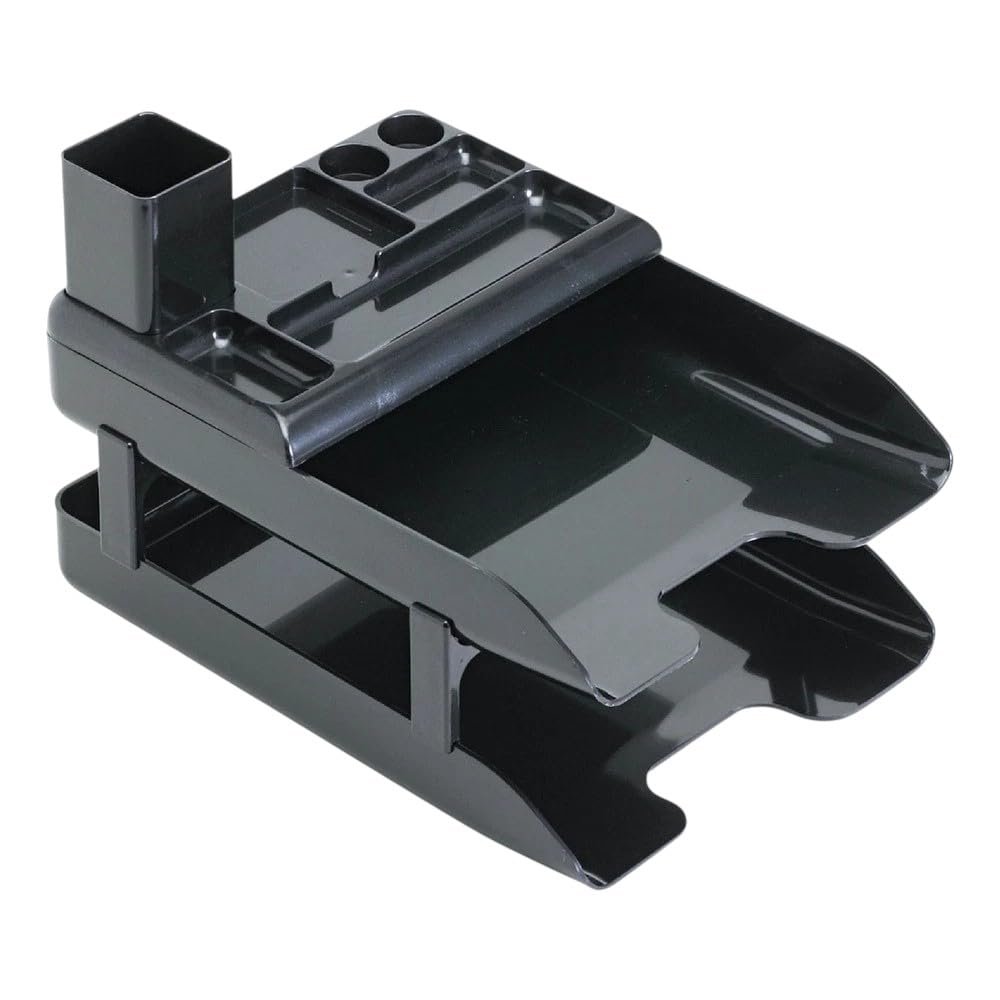 583004 10" x 13.63" x 2.25" Corporate Desk Tray Set - Black (2/Set) New