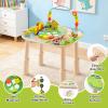 Activity Table for 1 Year Old with Two Height Levels,Wooden Sensory Play Table for Toddlers 1-3,8 in 1 Montessori Learning Toy with Bead Maze, Shape Sorter & Train,Gift for Baby Boys Girls (Farm) view 3