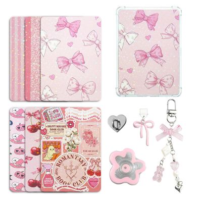 JINGSEN Cute Case Insert Cards Set for Kindle,6 Book-Themed Designs with Charms Set for Kindle and USB-C Dust Plugs,for 11th/12th Generation,6.8 x 4.8 inches(Pink)