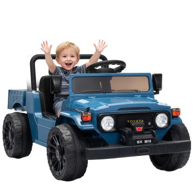 12V Ride on Toys, Licensed Toyota Kids Ride on Truck, Toddlers Ride on Car with Remote Control, Electric Car for Kids with Truck Bed Storage, Smooth Start, Music, Bluetooth, Suspension, Blue