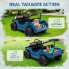 12V Ride on Toys, Licensed Toyota Kids Ride on Truck, Toddlers Ride on Car with Remote Control, Electric Car for Kids with Truck Bed Storage, Smooth Start, Music, Bluetooth, Suspension, Blue view 3