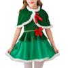 Girls Christmas Dress Flannel Fleece Tunic Cropped Cape Fall Outfits School Performance Show Girl (Green, 5-6 Years) view 1