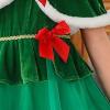 Girls Christmas Dress Flannel Fleece Tunic Cropped Cape Fall Outfits School Performance Show Girl (Green, 5-6 Years) view 3
