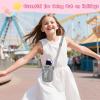 Tanmqin Kids Smart Phone Case for KOKODI/for Luyiilo/for Luoba/for Yosfeng/for WEOLULI and More, Glitter Powder Bag with Removable Shoulder Strap Fits Toddler Phone Data Cables SD Cards - Grey view 2