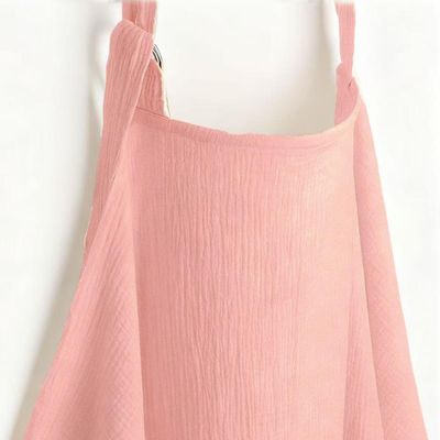 100% Muslin Nursing Cover - Soft Breathable Breastfeeding Cover Up with Arch Neckline & Adjustable Neck Strap, Portable Lightweight Design for Privacy, Pink