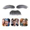 LOGOFUN 12Sets Realistic Self Adhesive Fake Beard and Eyebrow Costume Set for Halloween Cosplay Dress Up Party Supplies - Grey White view 2