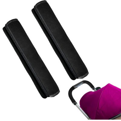 2 Pack 10.825.51in Armrest Handle Cover,Universal Pushchair Protector Handlebar Sleeve Bumper,Dust Proof Handle Accessories Removable Fabric Pushchair Case Grip Bar Replacement Covers(Black)