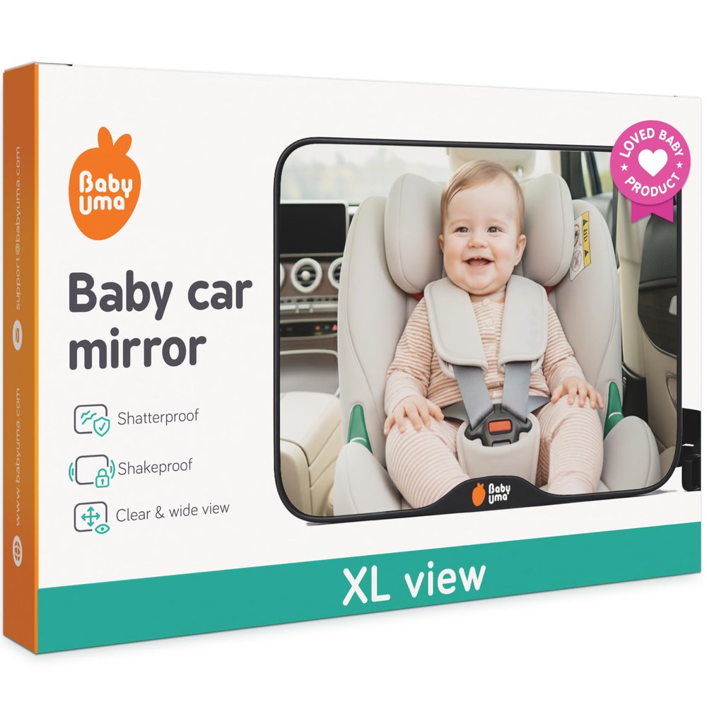 Baby Uma Baby Car Mirror Shatterproof Backseat Accessory for Rear Facing Infant, Clear Wide View Design for Safe Travel Monitoring