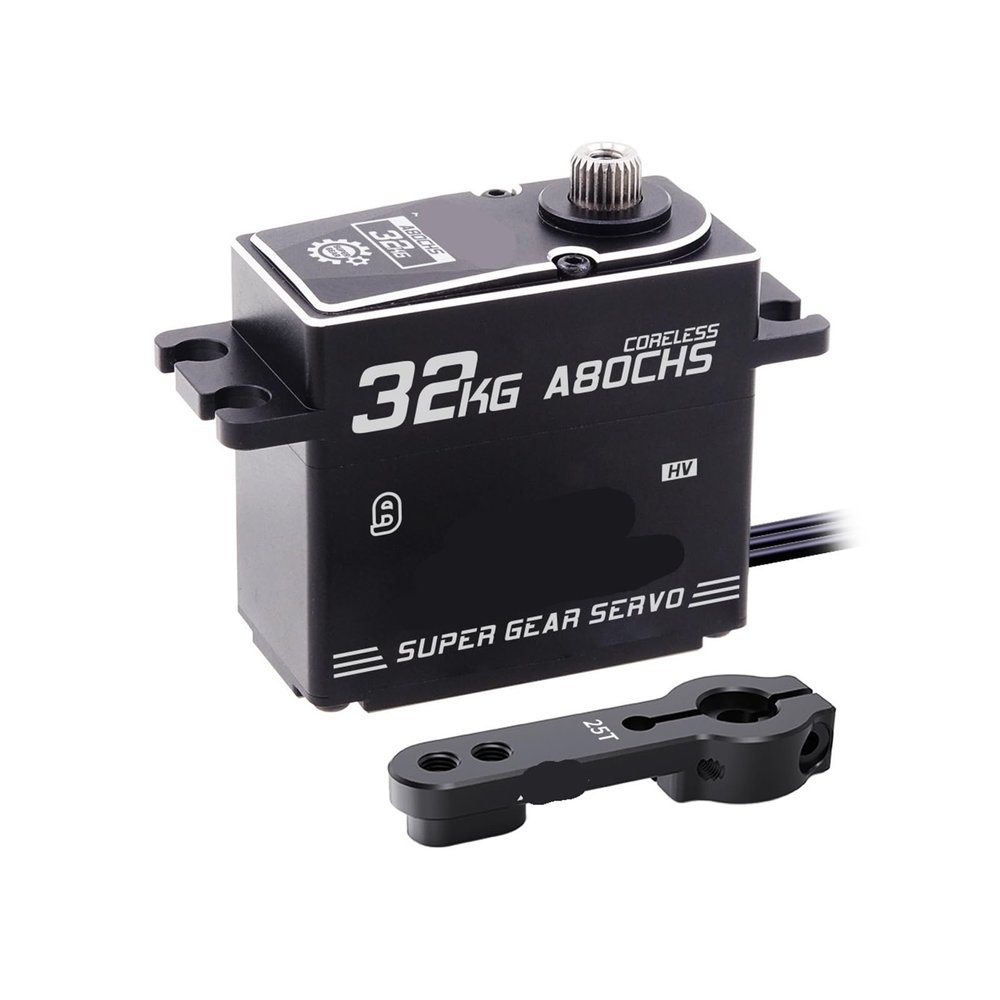 A80CHS A80BHS 7.4V 32KG 36KG Metal Gear Coreless Brushless Motor 25T Digital STD Steering Servo Suitable for 1/10(A80CHS 32kg Set 1)