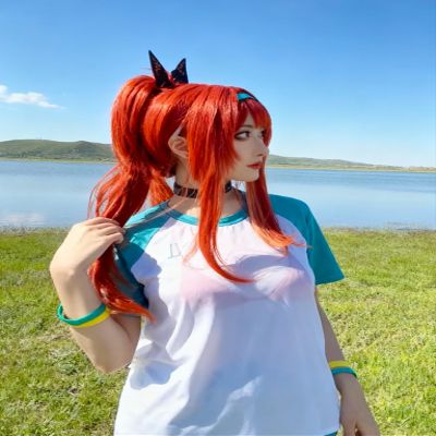 Rapi Cosplay Wig 85CM Burgundy mixed orange long hair Synthetic Wig Game NIKKE Cosplay
