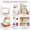 Costzon Kids Grocery Store Playset, Toddler Pretend Market Stand Shop Play Set w/ 30PCS Play Toy, Beverage Rack, Cash Register, Scale, Large Wheels, Wooden Food Cart, Gift for Boys Girls 3+ (Grey) view 2