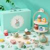 Wooden Tea Party Set for Little Girls, Toddler Pretend Play Food Kitchen Toys, Wooden Tea Set Tray Cake Dessert, Toddler Birthday for Girls Age 2-5 Years Old view 2