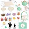 Wooden Tea Party Set for Little Girls, Toddler Pretend Play Food Kitchen Toys, Wooden Tea Set Tray Cake Dessert, Toddler Birthday for Girls Age 2-5 Years Old view 3