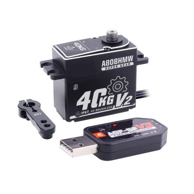 A80BH V2 Steel Gear 40KG Programmable Waterproof RC Steering Servo for 1/10 Scale(A80BHMW V2 40kg Set3)