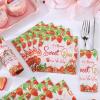 100 Pcs Strawberry Napkins, Strawberry Baby Shower Decorations Napkin Fruit Theme Disposable Cocktail Napkins for Baby Shower Birthday Party view 4
