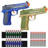 2 Pack Blaster Guns Boys Toy - with 16 Soft Foam Darts Bullets & 2 Wrist Bands - Christmas Birthday Hand Gun Toys Party Supplies for 6,7,8,9,10,11,12 Years Kids(Green Blue) view 1