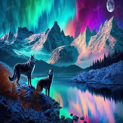 Aurora Wolf Landscape Adult Jigsaw Puzzle 200 Pieces - Eco-Friendly, Unique Artwork Jigsaw Puzzle, Large Piece Puzzle, Great for Beginners and Seniors, Great Gifts for Friends and Family
