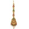Matte Gold Plated Maang Tikka with Ruby & Green Stones  Traditional Temple-Inspired Jewelry for Women view 1