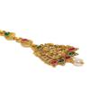 Matte Gold Plated Maang Tikka with Ruby & Green Stones  Traditional Temple-Inspired Jewelry for Women view 2