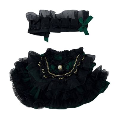niannyyhouse Plush Doll Clothes, Retro Green Headdress Dress, Stuffed Animal Accessories, Multiple Sizes 10-40cm (15cm-17cm)