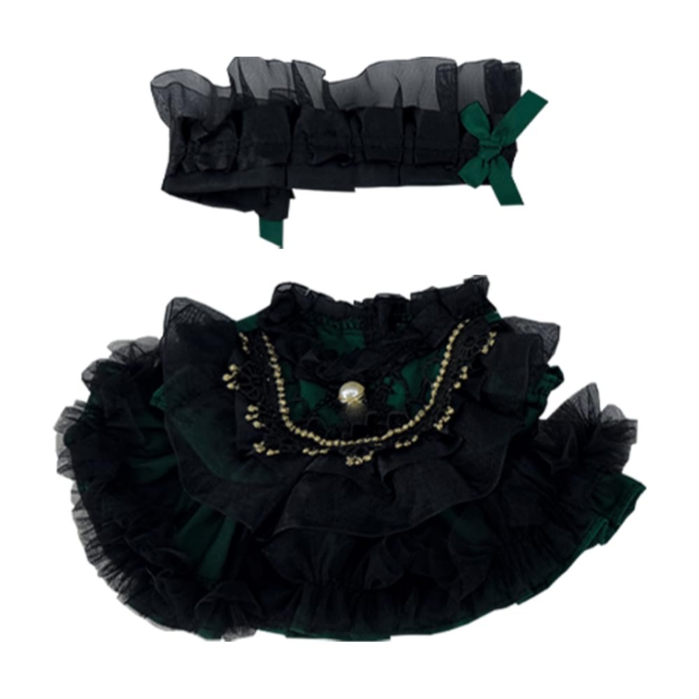 niannyyhouse Plush Doll Clothes, Retro Green Headdress Dress, Stuffed Animal Accessories, Multiple Sizes 10-40cm (15cm-17cm)