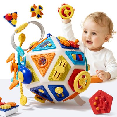 22in1Toddler Busy Board Activity Cube Toys, Montessori Sensory Toy & Travel Leaning for Toddlers, Early Education Active Toy and Fine Motor Skills Development Toy for 1 2 3 Years Old Boys & Girls