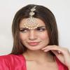Gold-Plated Maang Tikka for Women  Traditional Indian Bridal Head Jewelry  Round Design  Gold Color Hair Accessory view 3