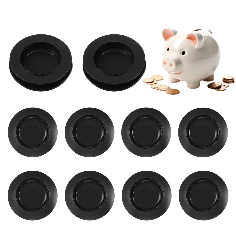 10 Pcs Piggy Bank Stopper, Outer Diameter 1.45 Inch Rubber Stopper Black Round Piggy Bank Plug Inner Diameter 1.02 Inch Rubber Stoppers Replacement for Men Women Coin Banks Saving Box