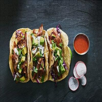 1000Pcs Wooden Jigsaw Puzzle for Adults Three Mexican Pork Carnitas Tacos Flat Lay Composition Challenging Adult Family Holiday