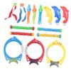 17pcs Colorful Diving for Swimming Pool Underwater Sinking Pool with Rings Sticks Seaweed Jellyfish Fun Summer Swim Training Skill Development Random Color view 1