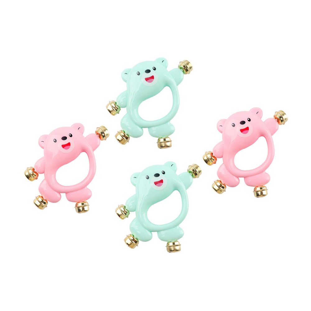 COOLHIYA 4pcs Handbell for Boy Girl Early Educational Rattles with Smooth Surface Safe Non-Toxic Material Music Sound Sensory Development for Boys