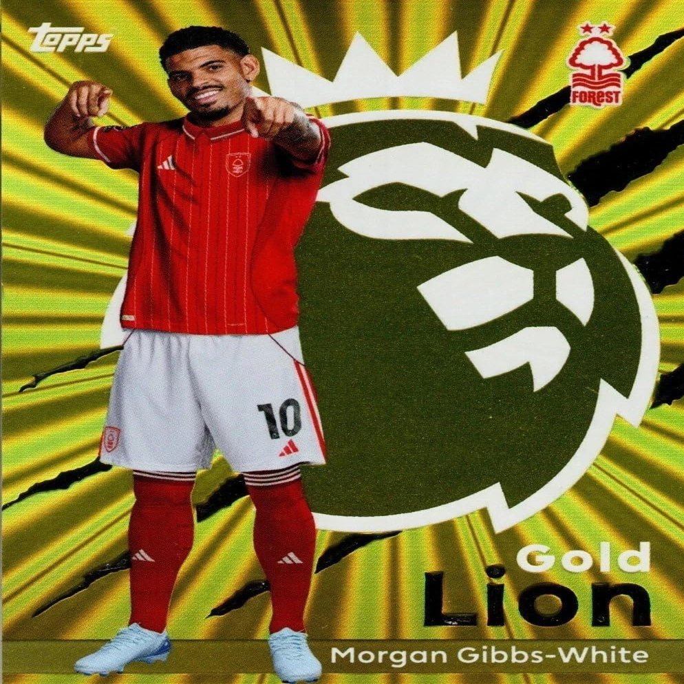 Premier League 2026 Morgan Gibbs-White Gold Lion Trading Card