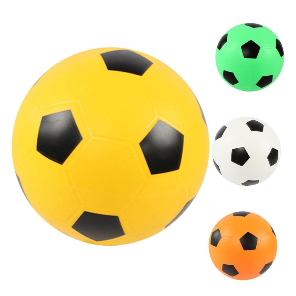 BCOATH 4pcs Outdoor Foam Soccer Balls for Silent Lightweight Soft Football in White Yellow Orange Green Suitable for Grass Tile Surfaces Indoor and Outdoor Play
